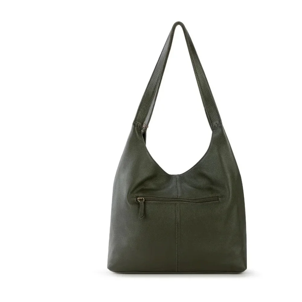 The Sak Huntley Leather Hobo Bag Moss Green Pebbled Shoulder Purse 108506 NEW
